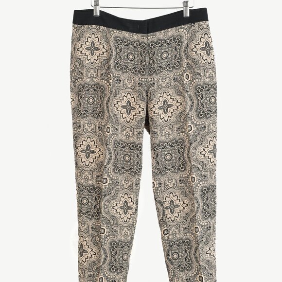 Max Mara Weekend Beige & Black Paisley Crepe Trousers